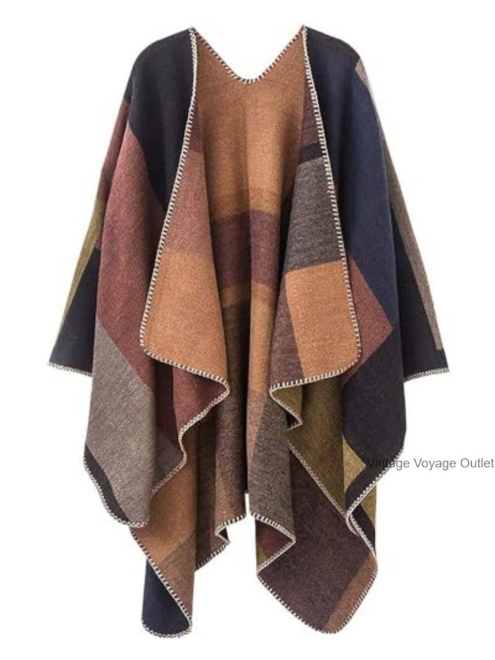 Oversized Reversible Shawl Wrap Open Front Poncho Cardigan Sweater